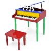 Goplus 30-Key Classical Kids Piano, Mini Grand Piano Wooden Learn-to-Play Musical Instrument Toy with Bench, Piano Lid, Music Rack, Gift for Boys Girls Aged 3+ Baby Toddler (4 Straight Leg-Colorful) view 1