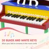 Goplus 30-Key Classical Kids Piano, Mini Grand Piano Wooden Learn-to-Play Musical Instrument Toy with Bench, Piano Lid, Music Rack, Gift for Boys Girls Aged 3+ Baby Toddler (4 Straight Leg-Colorful) view 3