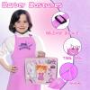 Gifts2U Hair Salon Toys for Girls, 26 Pcs Realistic Girl Beauty Salon Playset Hair Styling Set with Blow Dryer, Barber Costume Apron, Scissors and Stylist Accessories. view 4