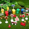 105PCS Traffic Road Signs Street Road Signs Playset Traffic Light Crosswalk Signal Roadblocks Toyset for Safety Education Plaything view 3