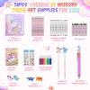 JAMIEWIN Markers Set with Glitter Unicorn Pencil Case, 59 Pcs Art and Craft Supplies Kit for Kids, Unicorn Gifts for Girls 4-9 Year Old for Christmas Birthday view 2