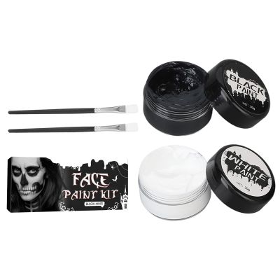 YUYTE Halloween Cosplay SFX Makeup Set, Oil Based Face Paint, Black and White Set, Non Irritating, Easy to Use and Remove, Waterproof, Long Lasting