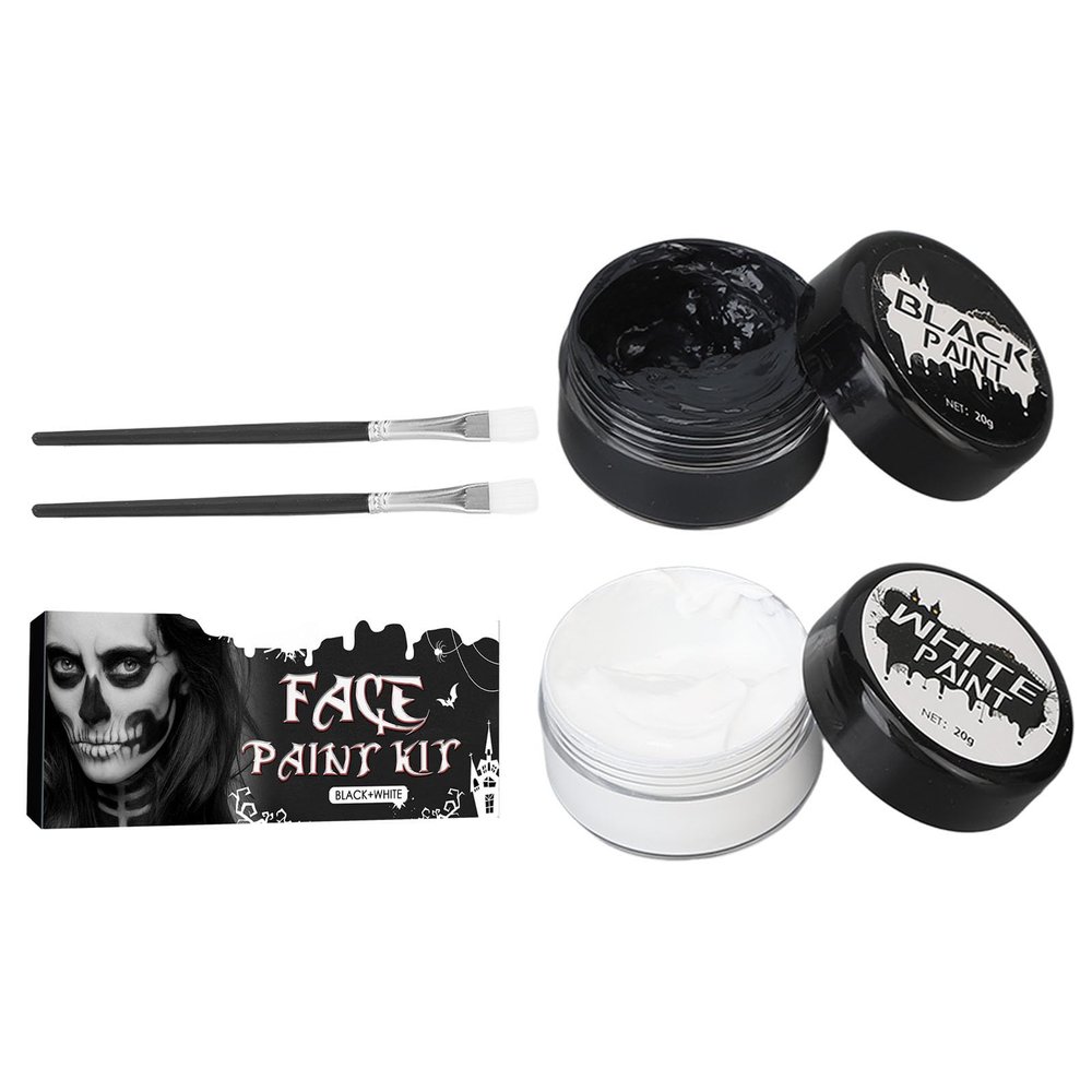 YUYTE Halloween Cosplay SFX Makeup Set, Oil Based Face Paint, Black and White Set, Non Irritating, Easy to Use and Remove, Waterproof, Long Lasting