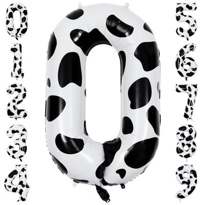 10Pcs Number Balloons Cow Print Balloon 40 inch Aluminum Film Balloon Birthday Party Balloons Cowgirl Theme Number Birthday Decorations Supplies