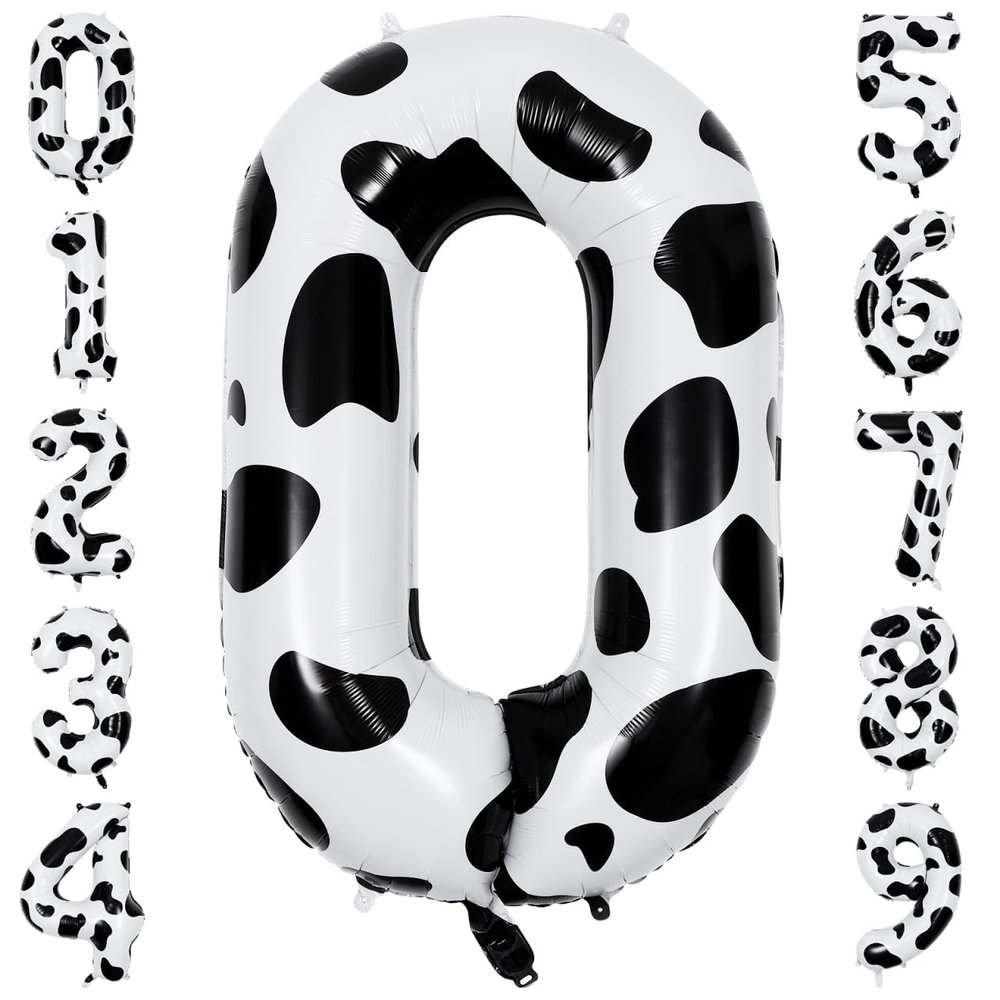 10Pcs Number Balloons Cow Print Balloon 40 inch Aluminum Film Balloon Birthday Party Balloons Cowgirl Theme Number Birthday Decorations Supplies