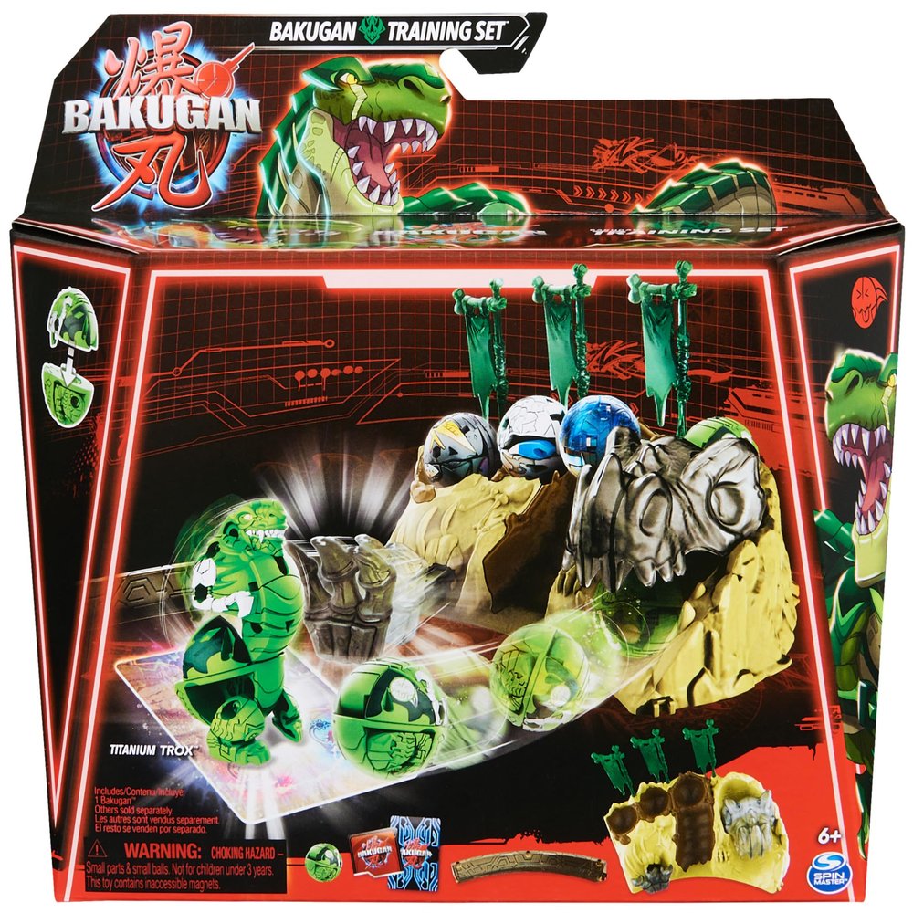 Bakugan Training Set with Titanium Trox, Inspired by Dinosaur Clan, Customizable Action Figure, Trading Cards and Playset, Toys for Boys and Girls Ages 6+