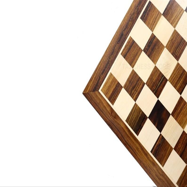 21" Hand Carved Luxury Chess Board in Golden Rosewood - Wooden Professional Chess Board | Solid Inlaid Wooden Chess Board- Taj Chess Store