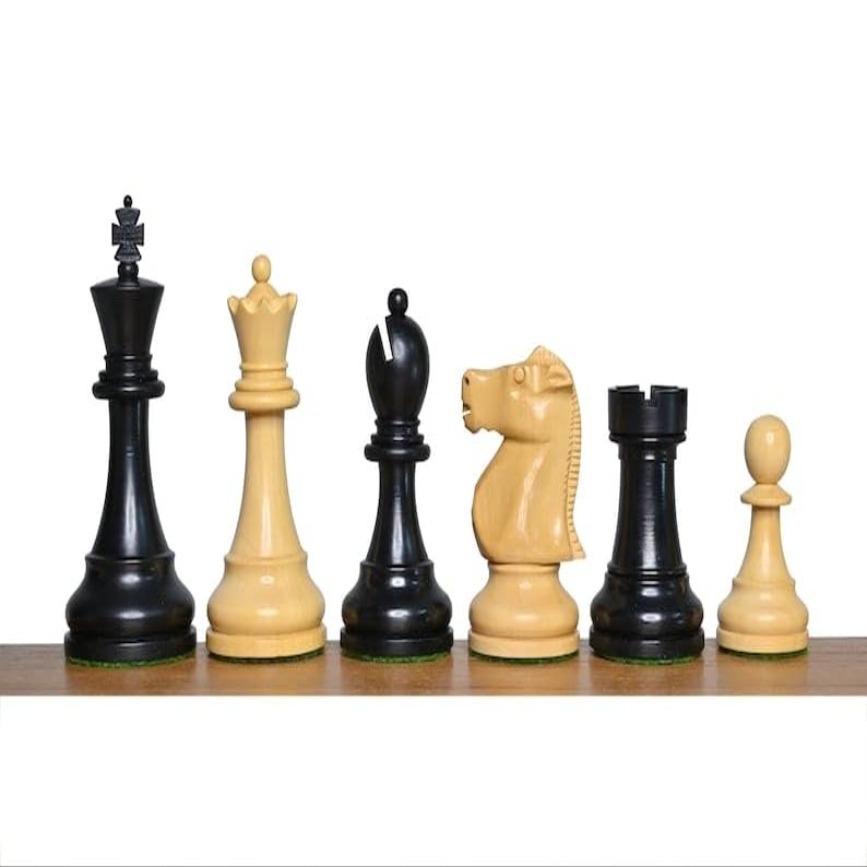 1972 Reproduced Fischer Spassky Staunton Chess Pieces Set-Weighted Chess Pieces Only - 3.7" King