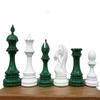 4" Legendary Bridle Knight Chess Set | Staunton Triple Weighted White and Green painted Chess Pieces Only Luxury Chess Set| Taj Chess Store view 1