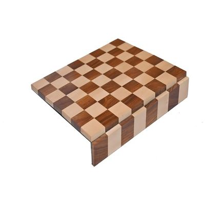 12" Solid Inlaid Wood Roll Up Travel Chess Game Board in Golden Rosewood - 39 mm Square - Premium Wood Chess Board Only