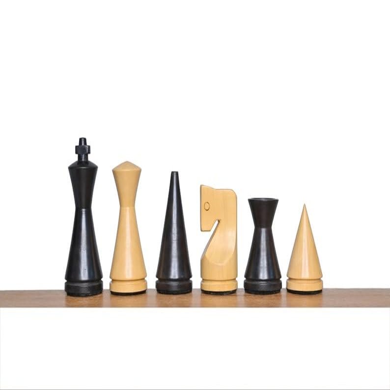 3.1" Russian Poni Mid Century Chess Pieces - Handcrafted Minimalist Staunton Chess Set