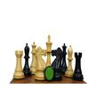 3.7" Professional Staunton Chess Pieces Only- 2 Extra Queens | Premium Handcrafted Ebonized Wood Chessmen | Weighted Chess Set - Taj Chess Store view 1