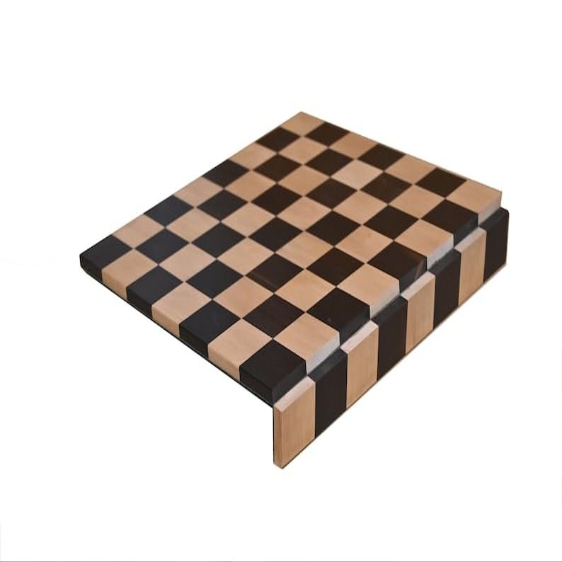 12" Solid Inlaid Wood Roll Up Travel Chess Game Board in Ebony Wood - Premium Wood Chess Board