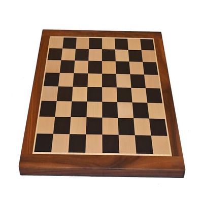 19" Ebony Wood Chess Set Board | Solid Ebony Wood Squares with Golden Rosewood Border Flat Chess Board | Tournament Luxury Chess Board |Taj Chess Store