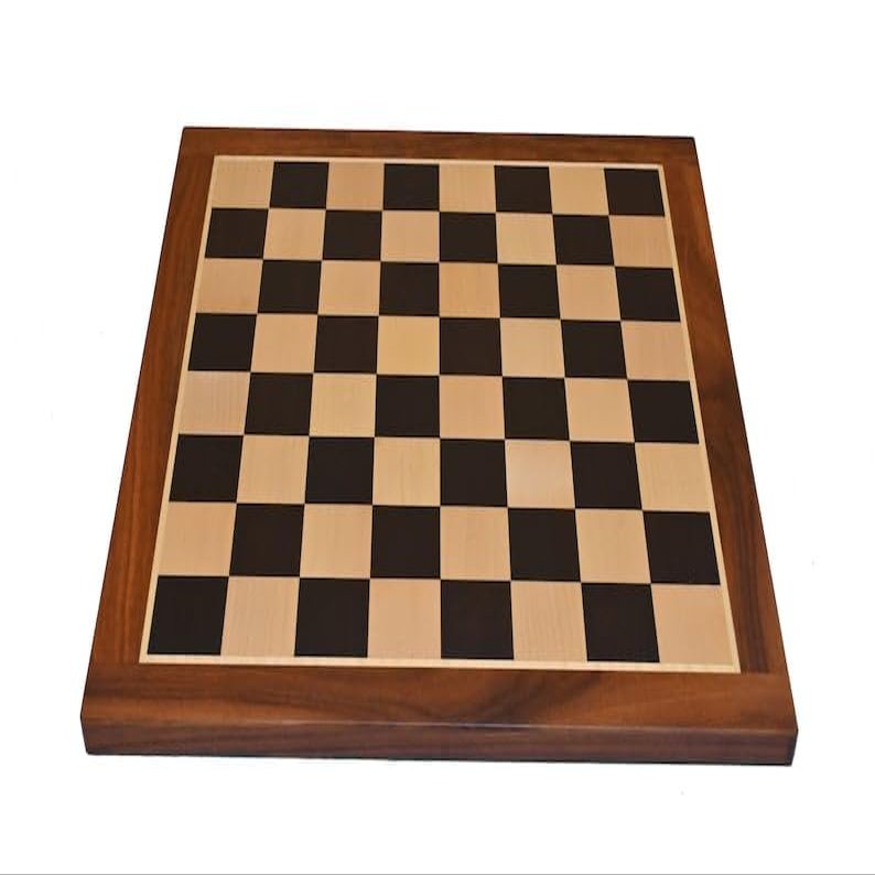 19" Ebony Wood Chess Set Board | Solid Ebony Wood Squares with Golden Rosewood Border Flat Chess Board | Tournament Luxury Chess Board |Taj Chess Store