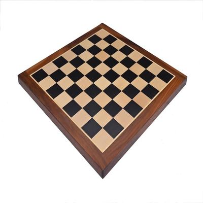17" Ebony Wood Chess Set Board | Solid Ebony Wood Square with Golden Rosewood Border Flat Board | Tournament Luxury Chess Board |Taj Chess Store