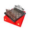 14" Handcrafted Russian Soviet Series Metal Chess Pieces & Board Set with Velvet Storage Box | Bronze Brass Metal Luxury Chess Set | Quad Weighted view 1