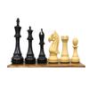 3.7" Fierce Knight Chess Pieces Only- 2 Extra Queens | Premium Handcrafted Ebonized Wood Chessmen | Weighted Chess Set - Taj Chess Store view 1
