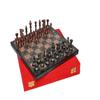 12" Handcrafted French Lardy Edition Metal Chess Pieces & Board Set with Velvet Storage Box | Brass Metal Luxury Chess Set- Quad Weighted view 1