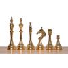14" Handcrafted Russian Soviet Series Metal Chess Pieces & Board Set with Velvet Storage Box | Golden Brass Metal Luxury Chess Set | Quad Weighted view 2