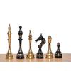 14" Handcrafted Russian Soviet Series Metal Chess Pieces & Board Set with Velvet Storage Box | Golden Brass Metal Luxury Chess Set | Quad Weighted view 3