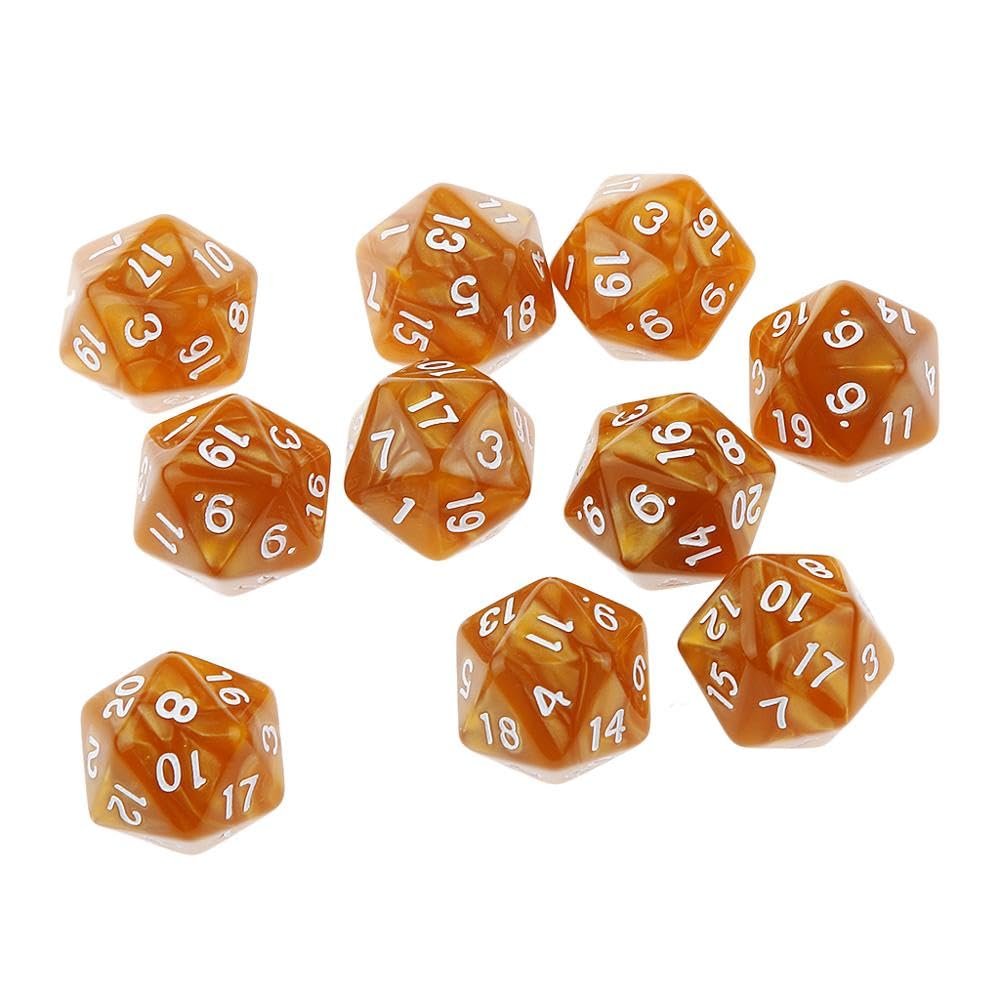 LiuliuBull 10pcs 20 Sided Dice Astrology Multifaceted Constellation Dice D20 Playing RPG TRPG DND for Party Game Role Playing Game (Color : Coffee)