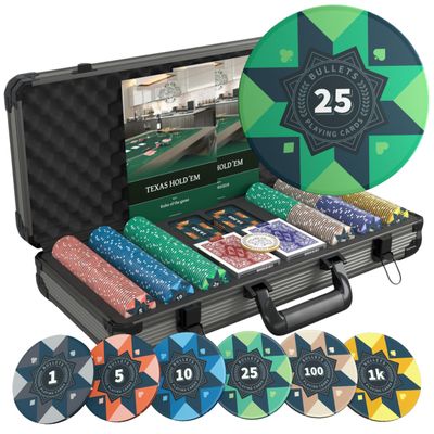Bullets Playing Cards | Professional Poker Set Paulie | 300 Ceramic Poker Chips (10 g) + Ceramic Plaques with Premium Case  Casino Poker Set for Texas Holdem