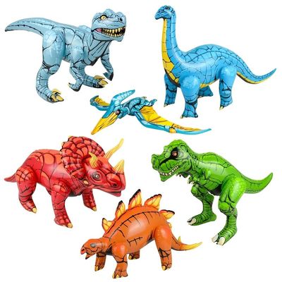 Colorful Dinosaur Inflate Assortment (About 24") Party Inflatable Apatosaurus, Pterodactyl, Raptor, T-Rex, Triceratops, Stegosaurus (All 6 Dinosaurs)