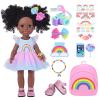 14.5 Inch Black Dolls with Black Baby Doll Clothes and Accessories Including Backpacks, Shoes, Cameras, Cell Phones, Lollipops, Bracelets, Hair Clips, Notebooks, Stickers view 1
