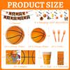130 Pcs Basketball Party Supplies Basketball Party Decorations Plates Napkins Cups Forks Tablecloth Banner Hanging Swirl for Basketball Birthday Party Decorations, Serves 24 view 2