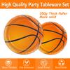 130 Pcs Basketball Party Supplies Basketball Party Decorations Plates Napkins Cups Forks Tablecloth Banner Hanging Swirl for Basketball Birthday Party Decorations, Serves 24 view 4
