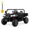 HONEY JOY 2 Seater Ride on Car, 12V Off-Road Electric Dump Truck w/Remote Control, Moving Dump Bed, Shovel, Music, Spring Suspension, Battery Powered Ride On UTV for Kids, Gift for Girls Boys (Black) view 1