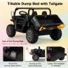HONEY JOY 2 Seater Ride on Car, 12V Off-Road Electric Dump Truck w/Remote Control, Moving Dump Bed, Shovel, Music, Spring Suspension, Battery Powered Ride On UTV for Kids, Gift for Girls Boys (Black) view 2