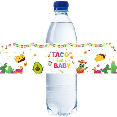 32pcs Taco Bout A Baby Water Bottle Labels, Oh Baby Bottle Wrappers for Gender Reveal, Mexican Theme Baby Shower Stickers, Mexican Fiesta Birthday Party Decoration