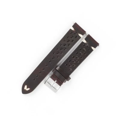 REFKIT Leather Watchbands 17mm 18mm 19mm 21mm Breathable Watch Strap Hand Stitching Leather Strap(Dark coffee,18mm)