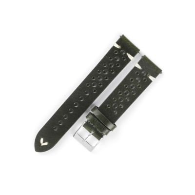 REFKIT Leather Watchbands 17mm 18mm 19mm 21mm Breathable Watch Strap Hand Stitching Leather Strap(Green,19mm)
