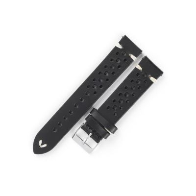 REFKIT Leather Watchbands 17mm 18mm 19mm 21mm Breathable Watch Strap Hand Stitching Leather Strap(Black,19mm)