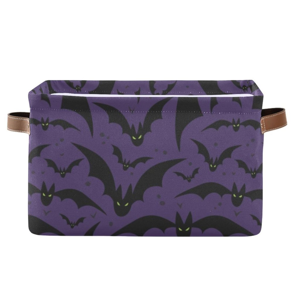 XUWU Storage Basket Bin Halloween with Bat Organizer Basket Collapsible Shelf Basket Cube with handle for Nursery Bedroom Bathroom