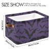 XUWU Storage Basket Bin Halloween with Bat Organizer Basket Collapsible Shelf Basket Cube with handle for Nursery Bedroom Bathroom view 3