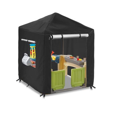 Hadisi Outdoor Kids Playhouse Cover,600D Heavy Duty Waterproof Play House Covers,56" W x 56" D x 60" H,Suitable for All Around Playtime Patio with Canopy Playset -Black
