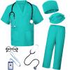 BOMLY Doctor Costume for Kids 7Pcs Toddler Nurse Scrubs Set With Halloween Dress Up Costumes for Boys and Girls Ages 3-11 (Green, 4T-5T) view 1