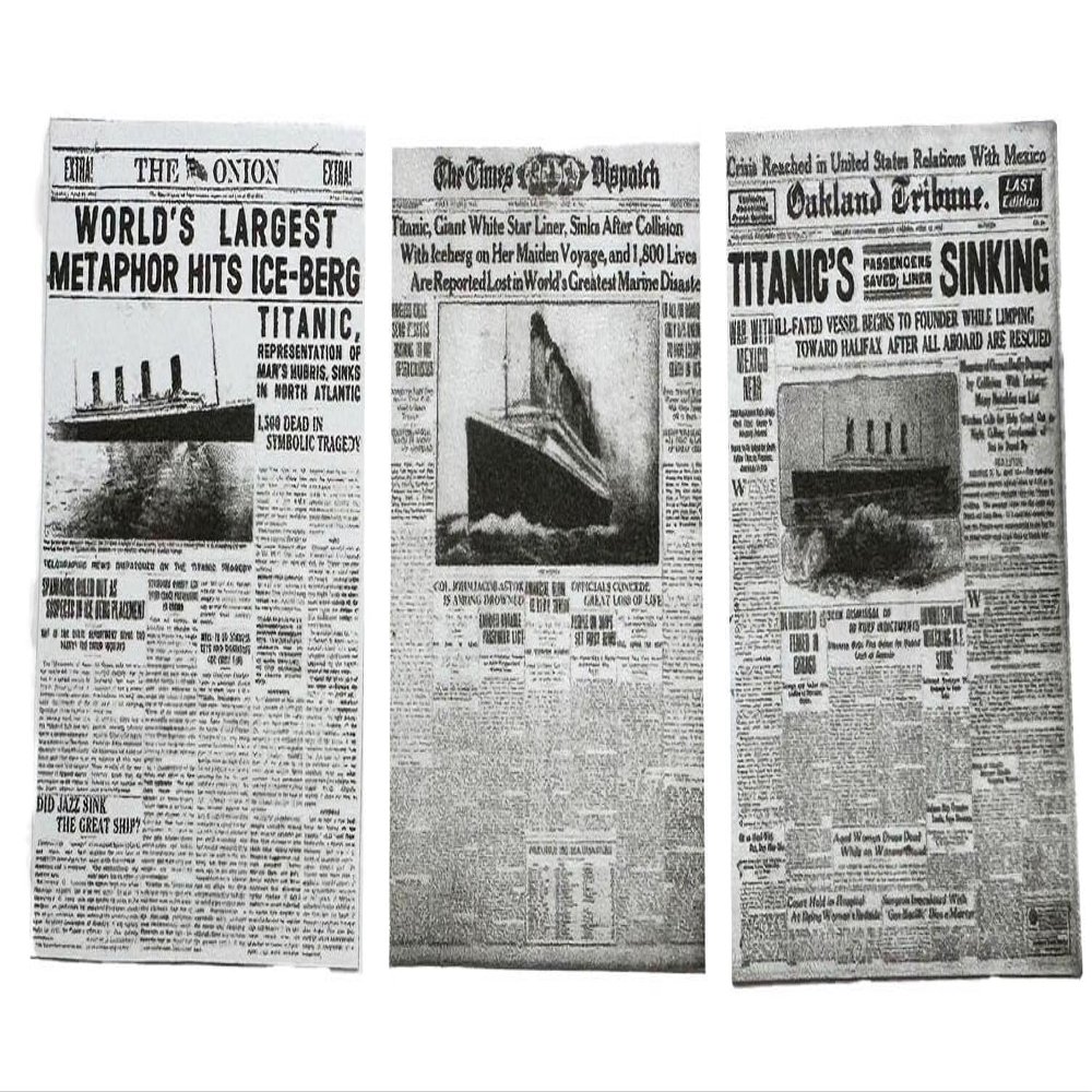 Melody Jane Dolls Houses Titanic Sinking Disaster Dollhouse Newspaper Front Covers 1:12 Scale Card Set of 3 Small Unisex Adult Indoor Dollhouse Decor