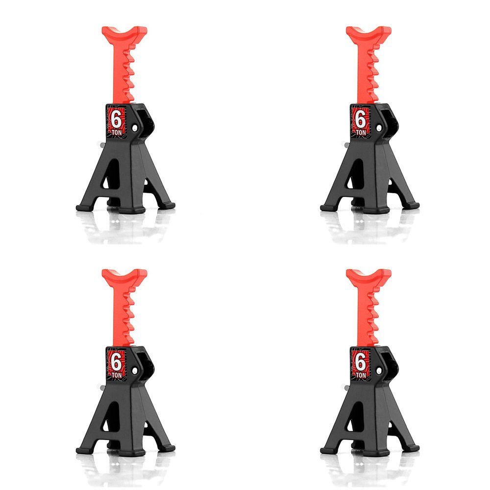 Chanmoo 1/24 RC Toy Jack Stands 1/18 Simulation 6 Ton Metal Adjustable Mini Jacks Stand for 1:18 1:24 Scale Crawler Car Axial SCX24 Kyosho Tamiya HSP FCX24 TRX4M SCX24 AX24 Ford Bronco (Black, 4 PCS)