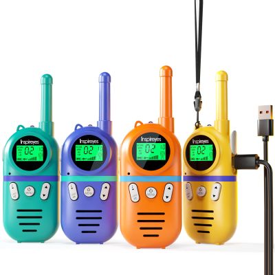 Inspireyes Walkie Talkies for Kids Rechargeable,Toys for Boys and Girls Ages 3-12, 4 Pack Long Range 2-Way Radios, Birthday Gifts,Christmas Stockings, Outdoor Play, Family Games, Hiking Camping Gear