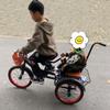 Toddler Tricycle with Rear Parent Handle,Height Adjustable Saddle and Handlebar,Indoor Outdoor Cruiser Tricycle,Kids trikes with Pneumatic tire Spoke Wheel,Tandem trikes with Rear seat view 2
