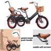 Toddler Tricycle with Rear Parent Handle,Height Adjustable Saddle and Handlebar,Indoor Outdoor Cruiser Tricycle,Kids trikes with Pneumatic tire Spoke Wheel,Tandem trikes with Rear seat view 4