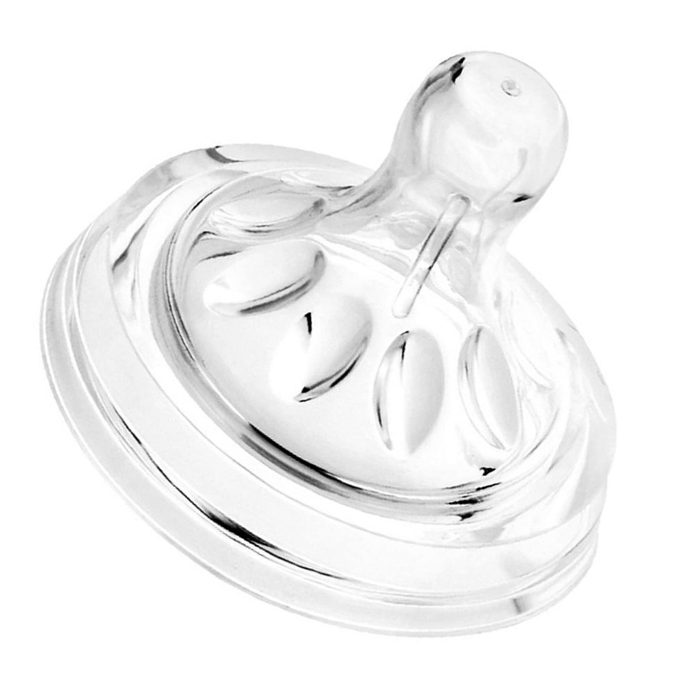 4-Pack Silicone Baby Bottle Nipples, Transparent Soft Wide Caliber with Air Valve Design for 6-12 Month Infants