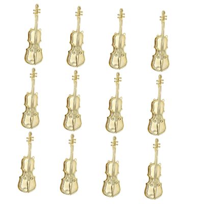 Amosfun 12pcs Christmas Tree Decorations Musical Instrument Model Violin Ornaments for Craft Projects Miniature Music Theme Decor for Holiday Parties and Dollhouses
