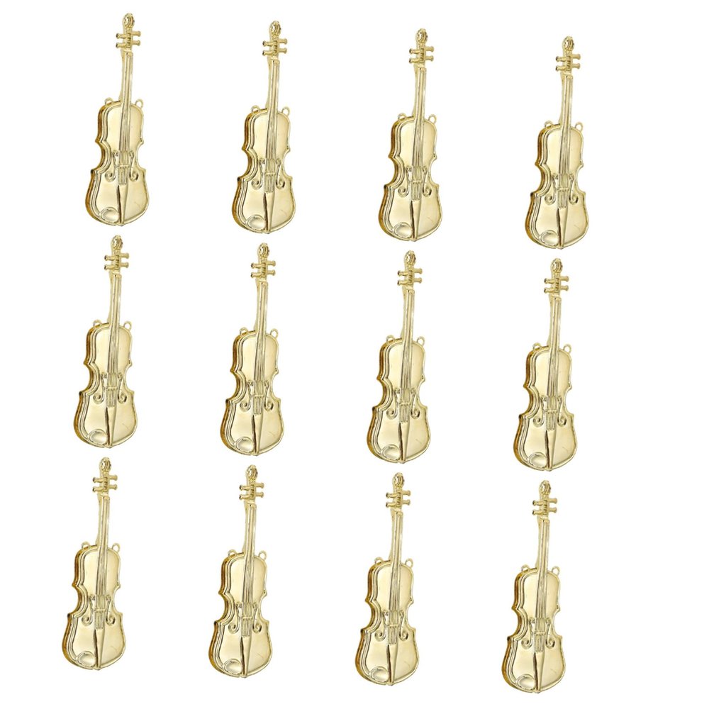 Amosfun 12pcs Christmas Tree Decorations Musical Instrument Model Violin Ornaments for Craft Projects Miniature Music Theme Decor for Holiday Parties and Dollhouses