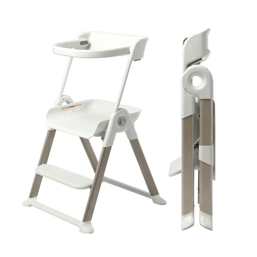 Boon Pivot Toddler Tower Kids Kitchen Step Stool - Folding Step Stool for Bathroom Sink or Kitchen Counter - CPC Certification - White - Ages 18 Months to 4 Years